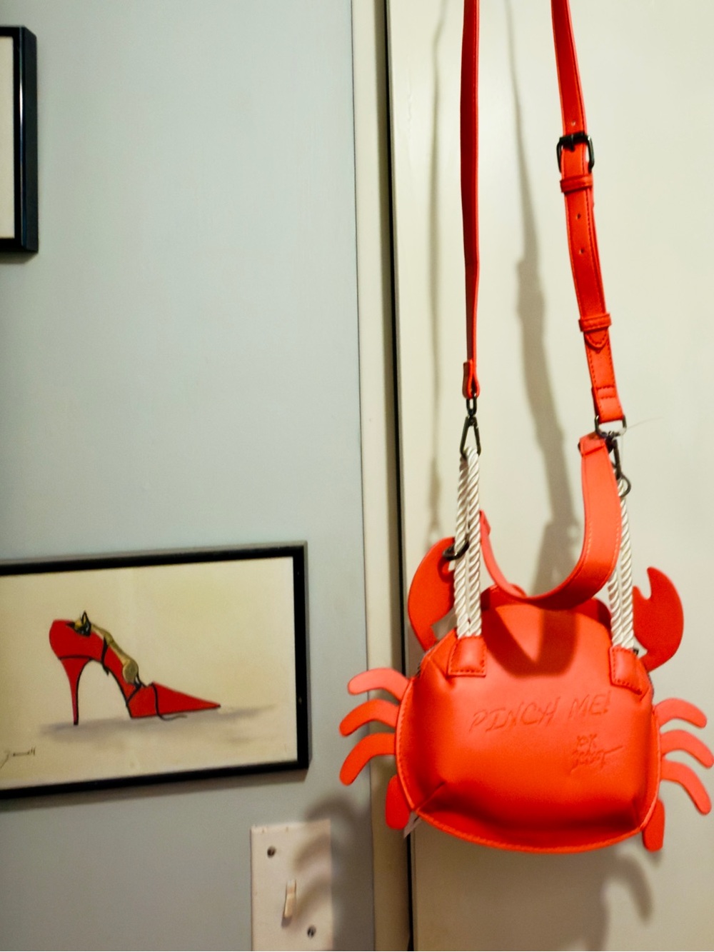 Betsey Johnson Red Crab Crossbody Bag with Rope Strap - Picture 5 of 13